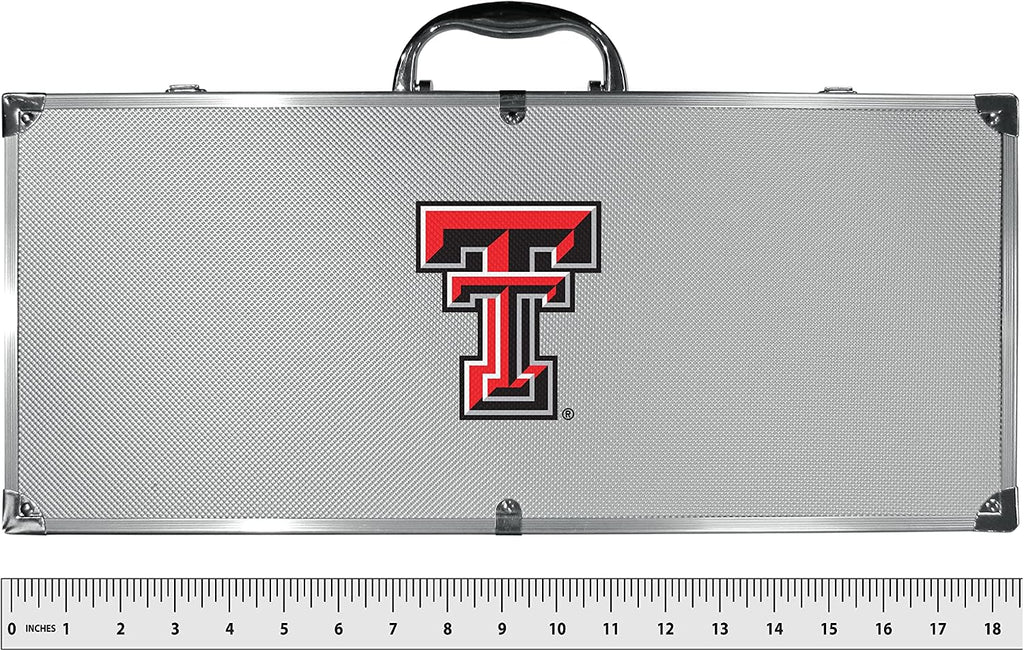 NCAA Siskiyou Sports Fan Shop Texas Tech Red Raiders Steel Tailgater BBQ Set w/Case 8 piece Gray