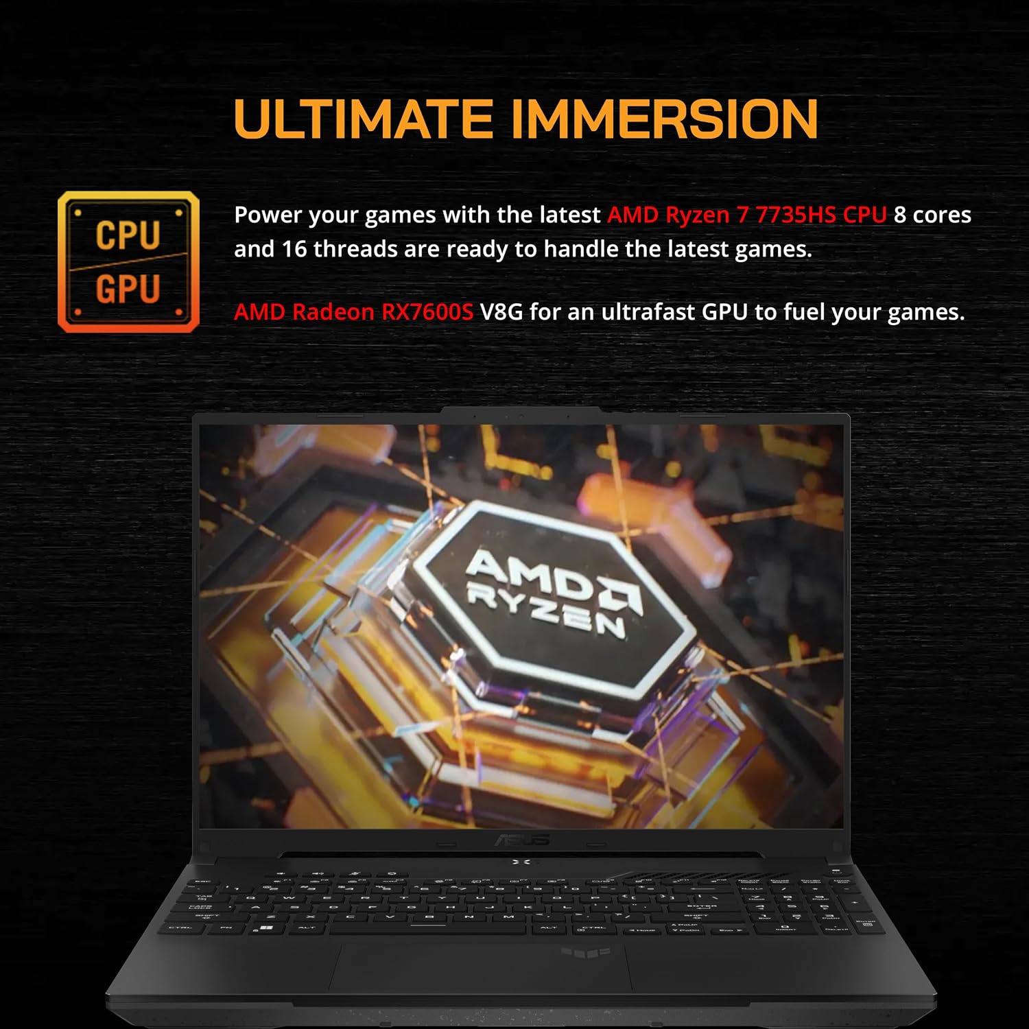 asus TUF A16 16'' FHD 165Hz Gaming Laptop, AMD Ryzen 7-7735HS, Radeon RX7600S V8G Graphics, 16GB DDR5 RAM, 512GB PCIe SSD, RGB Backlit Keyboard, Wi-Fi 6, HD Camera, Black, Win 11 Pro, 32GB USB Card