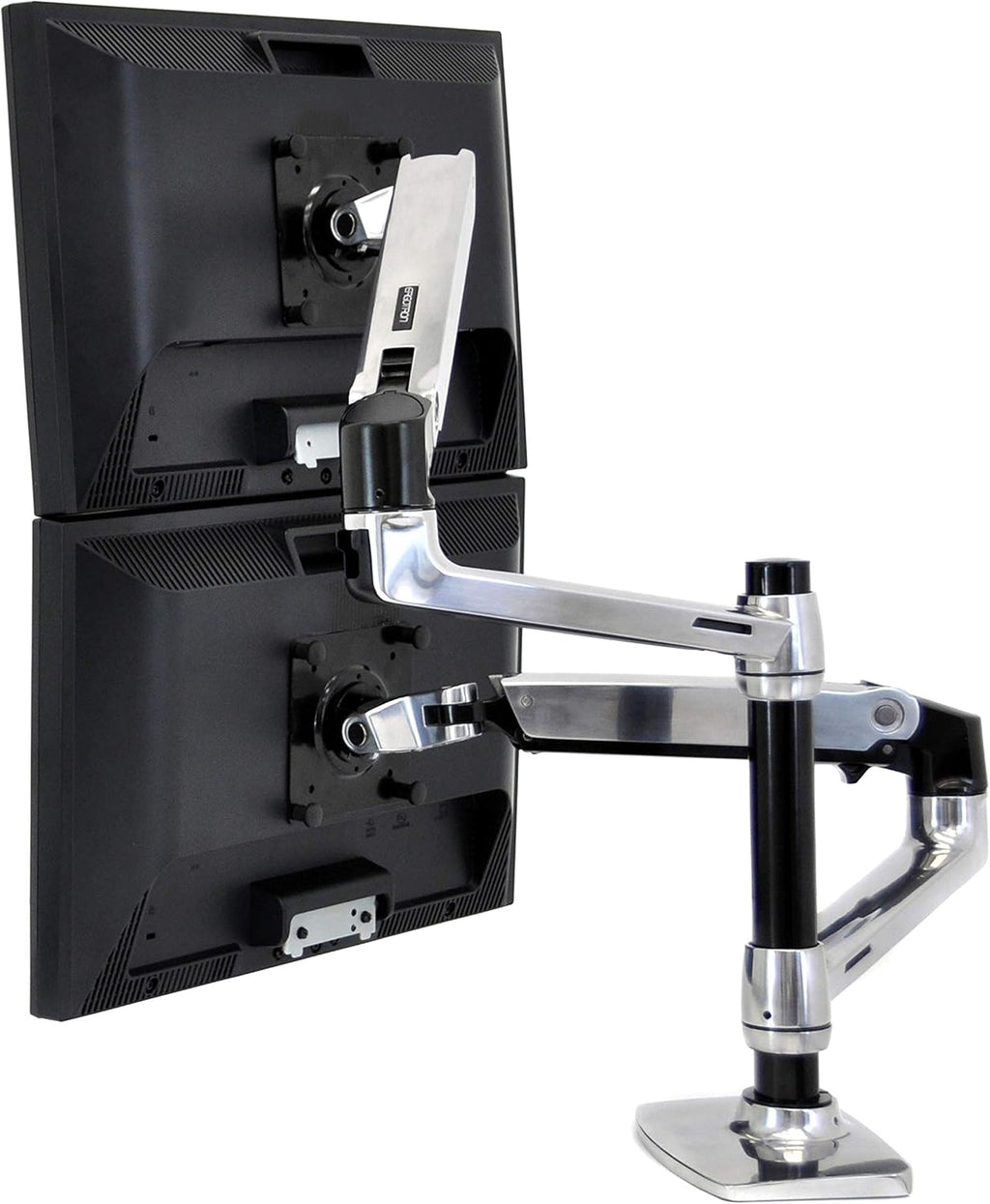 Ergotron – LX Vertical Stacking Dual Monitor Arm, VESA Desk Mount – for 2 Monitors Up to 24 Inches, 7 to 20 lbs Each – Polished Aluminum