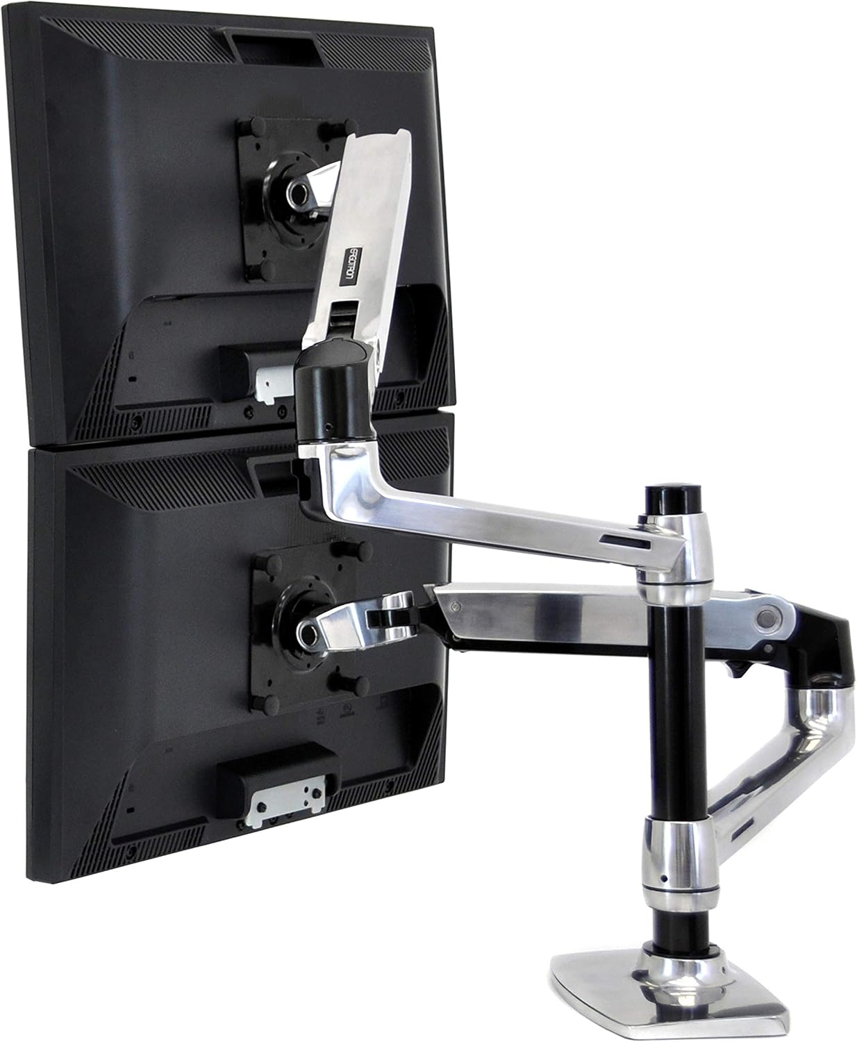 Ergotron – LX Vertical Stacking Dual Monitor Arm, VESA Desk Mount – for 2 Monitors Up to 24 Inches, 7 to 20 lbs Each – Polished Aluminum