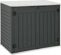 YITAHOME Outdoor Horizontal Storage Sheds w/o Shelf, Weatherproof Resin Tool Shed, Multi-Opening Door for Storage of Bike, Trash Cans, Garden Tools, 35 cu ft, Waterproof, Lockable, Dark Gray