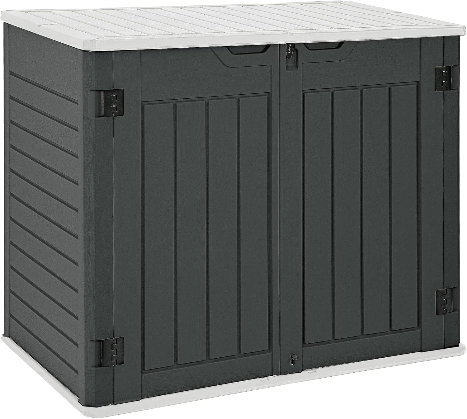 YITAHOME Outdoor Horizontal Storage Sheds w/o Shelf, Weatherproof Resin Tool Shed, Multi-Opening Door for Storage of Bike, Trash Cans, Garden Tools, 35 cu ft, Waterproof, Lockable, Dark Gray