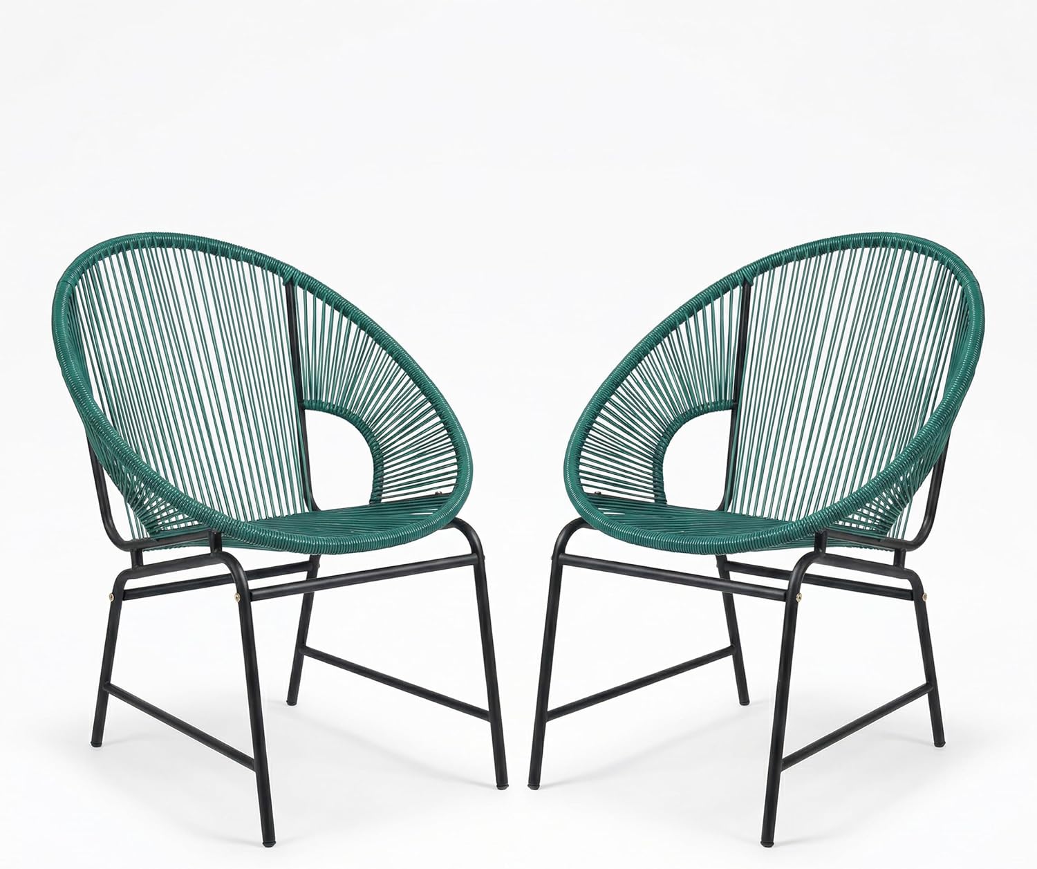 Christopher Knight Home Outdoor Wicker Chairs Set of 2, Patio Papasan Chair with Metal Frame, Faux Rattan Lounge Chair Outdoor, Teal