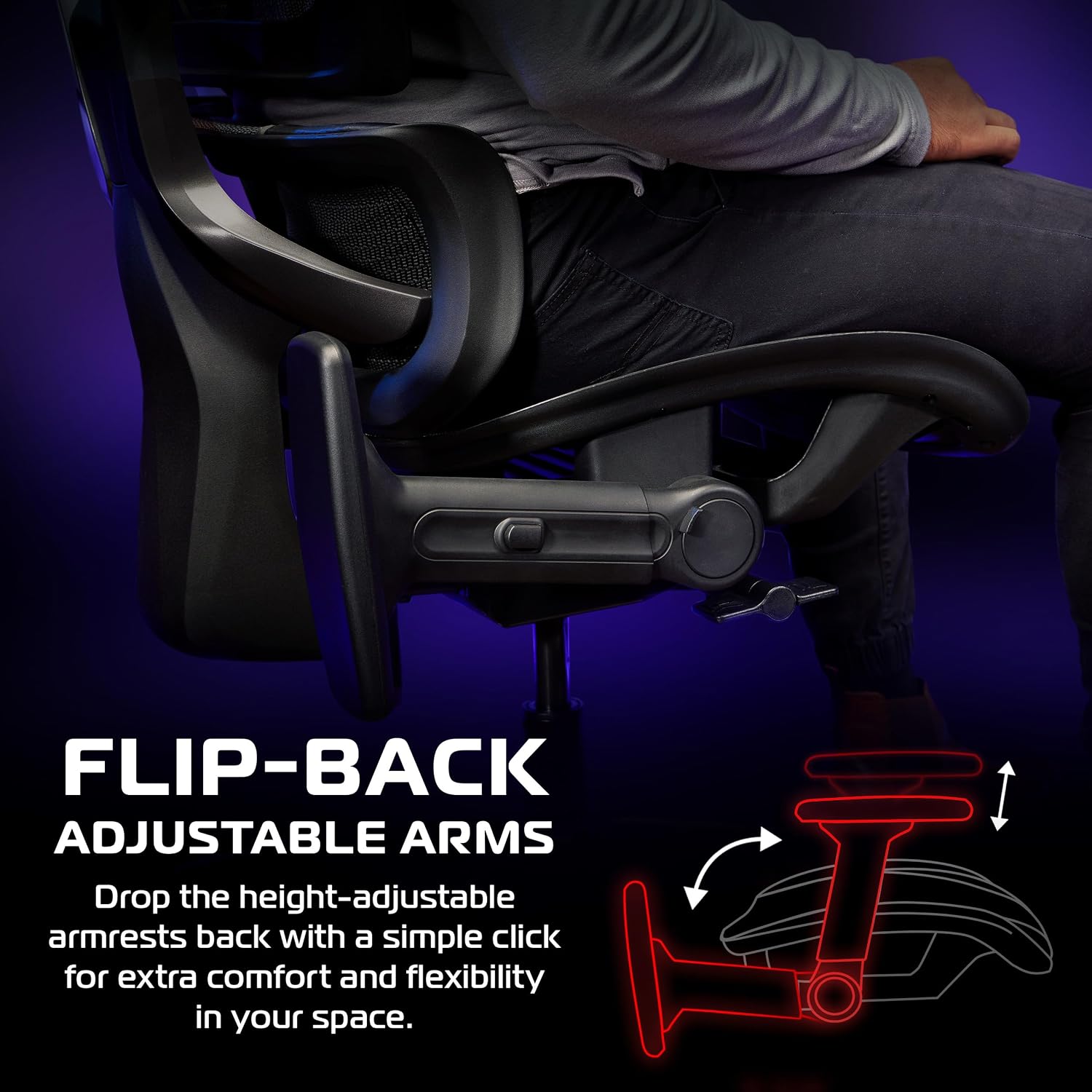 Respawn Specter Ergonomic Office Chair with Lumbar Support, Headrest, Adjustable Arms - Comfy Breathable Mesh Computer Desk Seat for Home Office, High Back Reclining Gaming Chairs for Adults - Black
