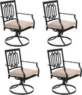 Sophia & William Outdoor Metal Swivel Chairs Set of 4 Patio Dining Rocker Chair with Cushion Furniture Set for Garden Backyard Bistro, 300 lbs