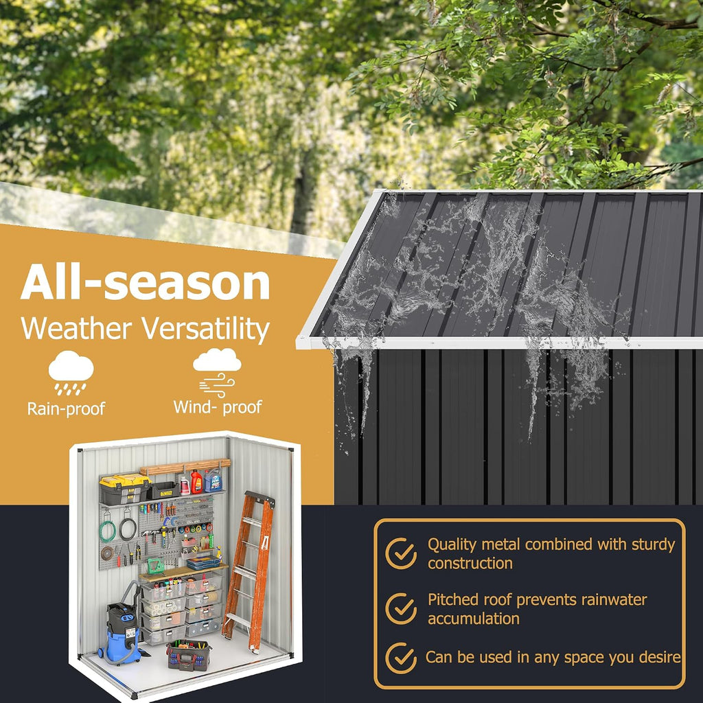 Polar Aurora Outdoor Storage Shed 5 x 3 FT, Metal Garden Shed with Updated Frame Structure, Tool Sheds for Backyard Garden Patio Lawn, Black