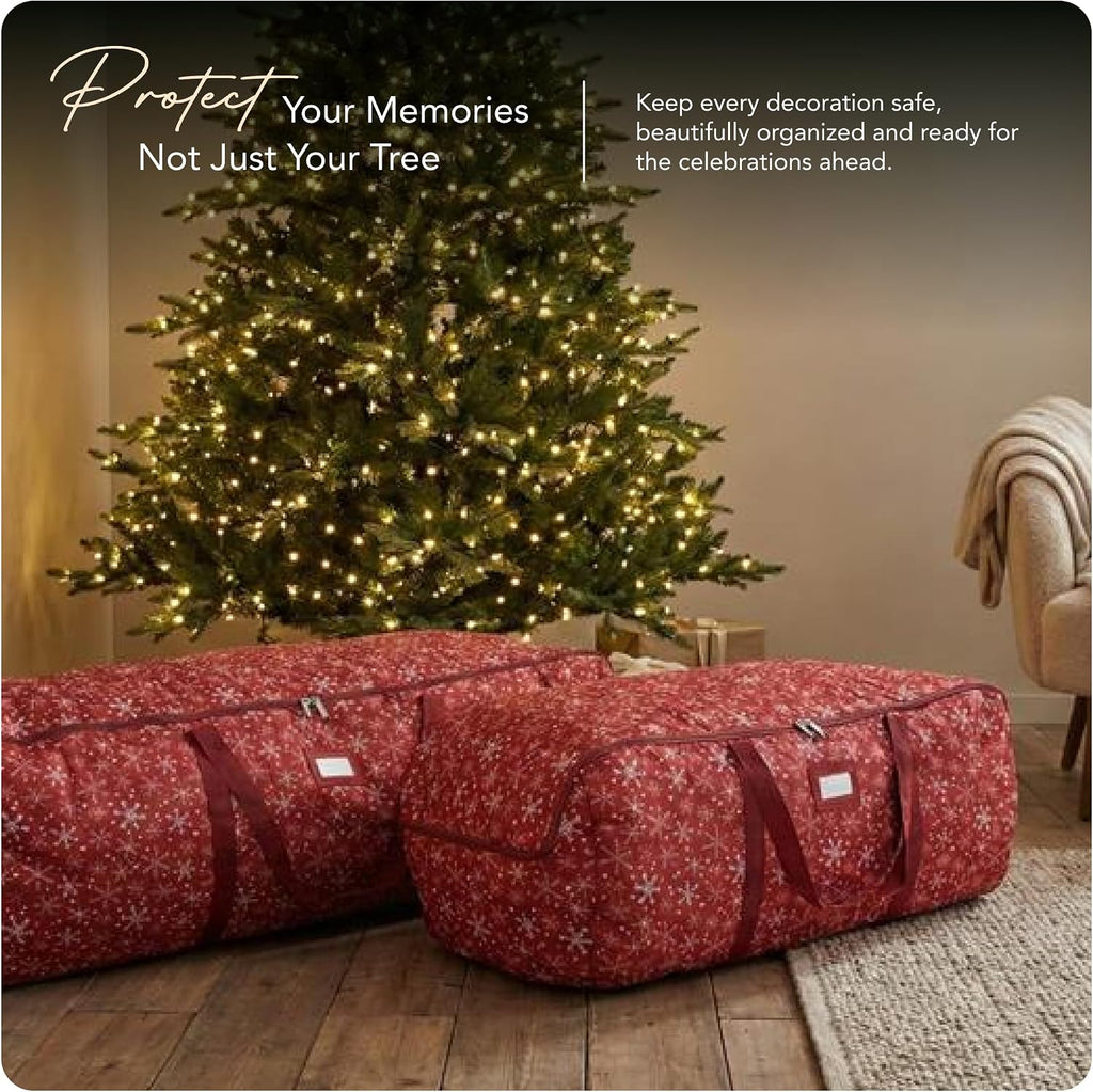 Covermates Keepsakes Garland Duffle Bag - Durable Polyester, Reinforced Handles, Fits up to 25 Foot Garland Depending on Thickness - Holiday Storage, Red Snowflake