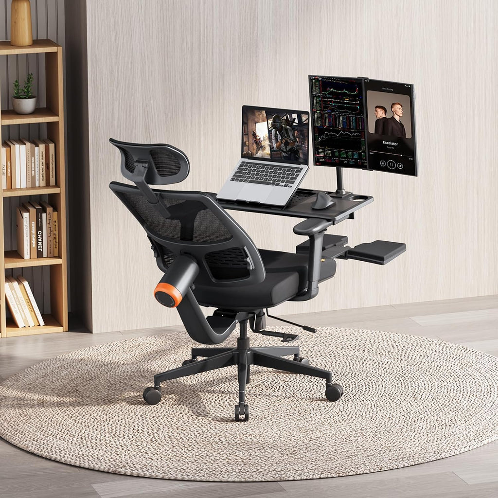 Newtral Ergonomic Office Chair - Home Office Desk Chair with Adaptive Lumbar Support, with Footrest, 4D Armrest, Adjustable Seat Depth & Height