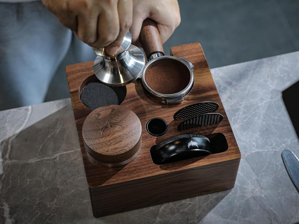54mm Breville Espresso Machine Accessories Kit – Walnut Bottomless Portafilter, Spring Loaded Calibrated Tamper, Distribution Tool, Tamping Station & Espresso Scale with Timer