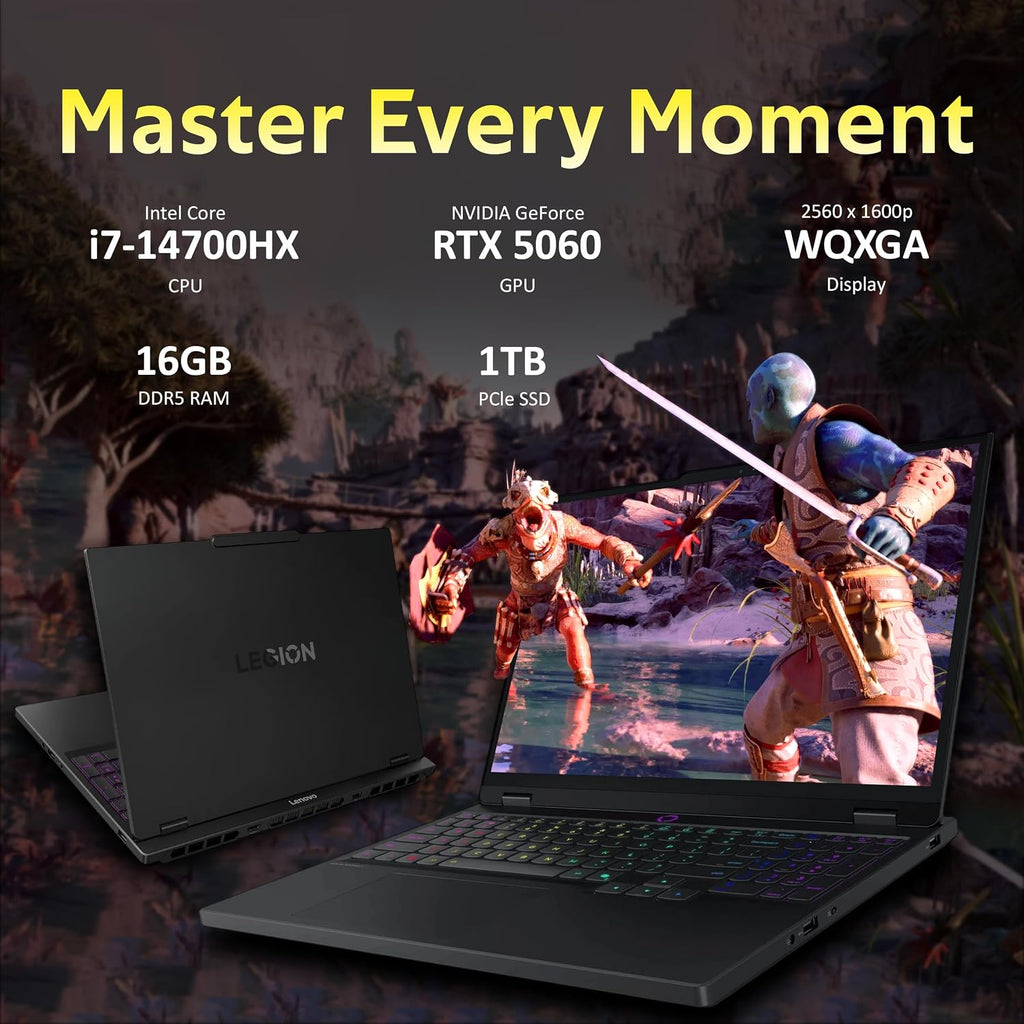Lenovo Legion 5 15.1' WQXGA 165Hz Gaming Laptop, Intel i7-14700HX, 16GB DDR5, 1TB PCIe SSD, GeForce RTX 5060, RGB Backlit Keyboard, 5.0MP Camera, Wi-Fi 7, Win 11 Pro, Gray, 1TB Docking Station Set