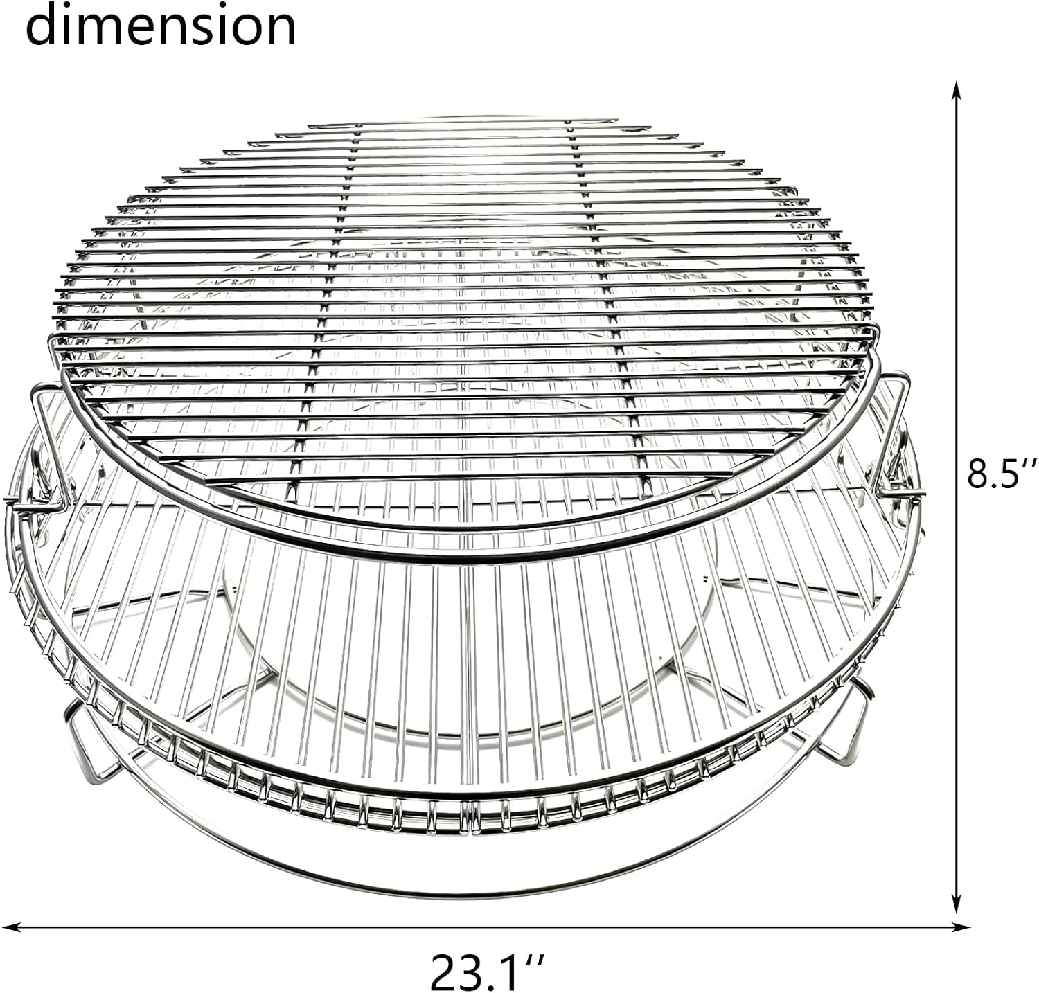 Multi-Level Base Rack Grill Cooking Grates Stack Rack System Kit for BGE, Big Green Egg XL, Kamado Joe Big Joe Smokers 24-inch Charcoal Grill，Expander Rack Cooking Basket Cooking Rack Eggspander Grid