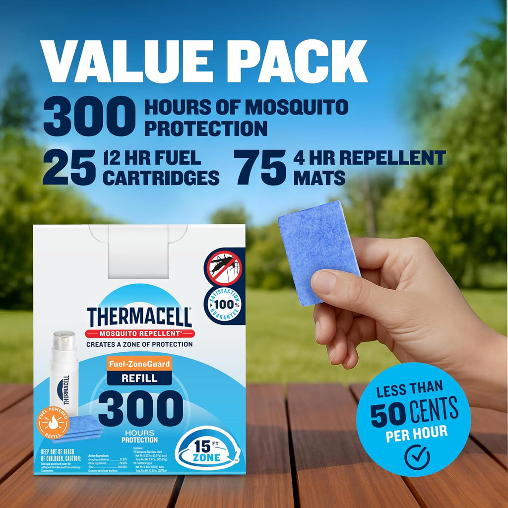 Thermacell Mosquito Repellent Refills; Compatible with Any Fuel-Powered Thermacell Repeller; Highly Effective, Long Lasting, No Spray or Mess; 15 Foot Zone of Mosquito Protection