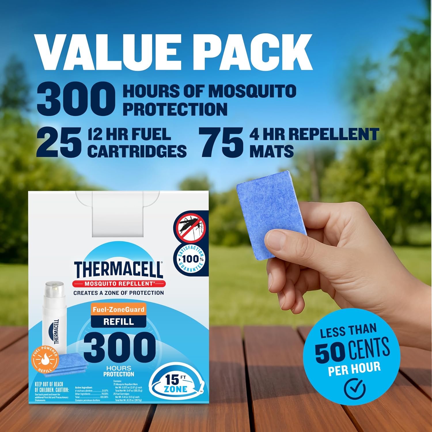 Thermacell Mosquito Repellent Refills; Compatible with Any Fuel-Powered Thermacell Repeller; Highly Effective, Long Lasting, No Spray or Mess; 15 Foot Zone of Mosquito Protection