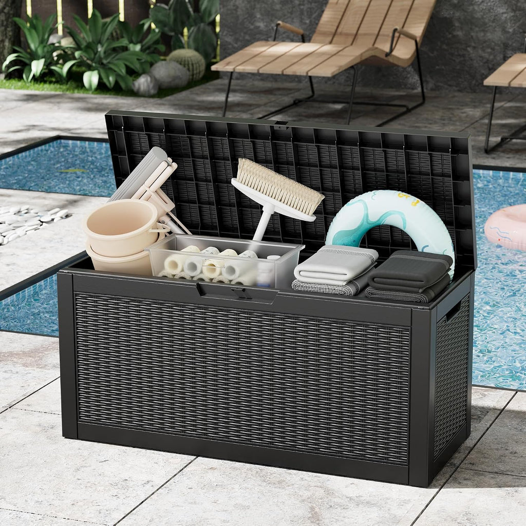 NUNU LAB Outdoor Storage Box 60 Gallon,Package Delivery Box for Outside, Parcel Drop deck boxes waterproof, Lockable Lid Porch Storage Bin For Package Delivery,Patio,House, Curbside