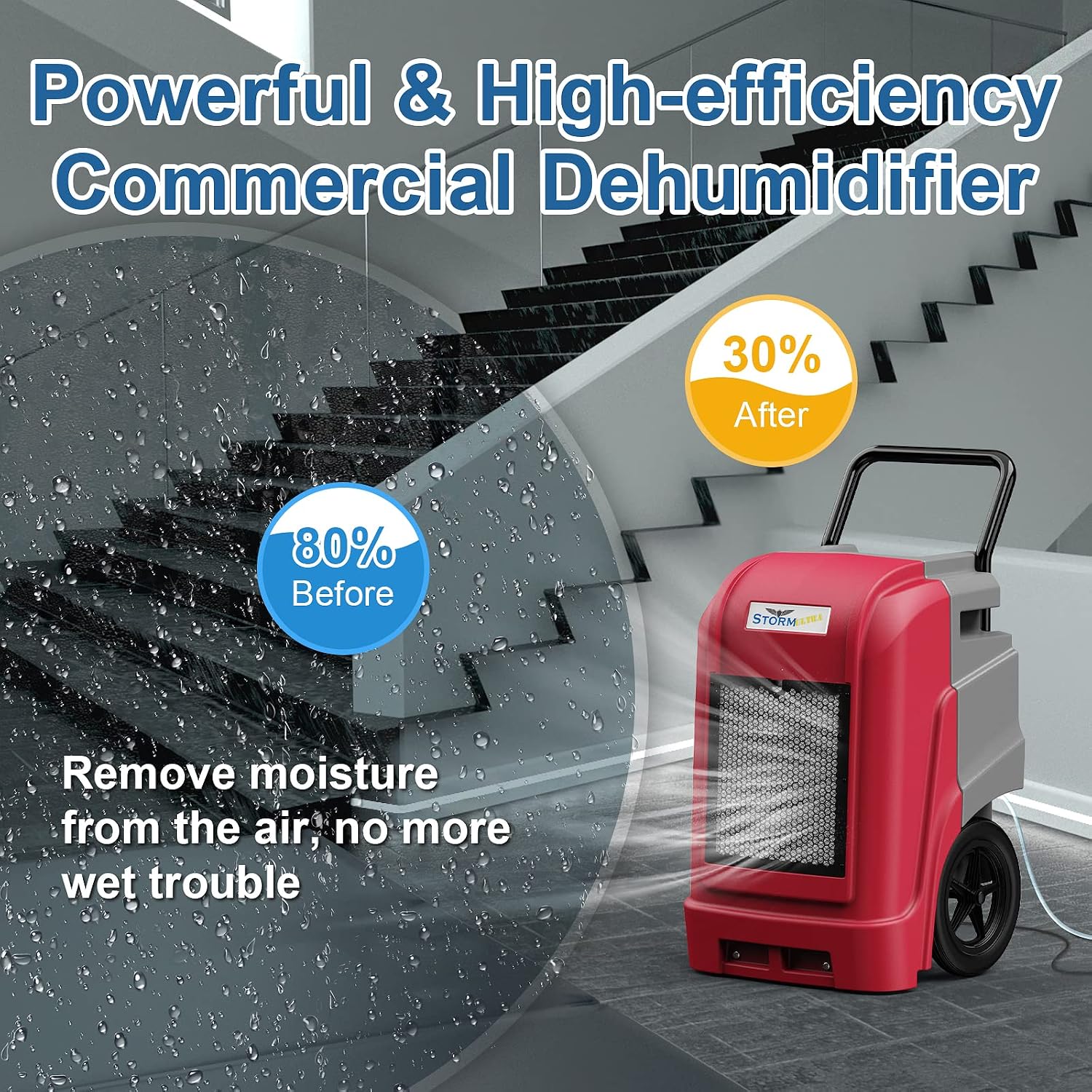 ALORAIR Smart WiFi Commercial Dehumidifier 190 PPD with Pump, Industrial Dehumidifiers Large Capacity for Basements, Garages & Job Sites, 5 Years Limited Warranty