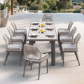 PURPLE LEAF 9 Pieces Patio Dining Set Aluminum Rectangular Table and Wicker Chairs with Cushions for Kitchen Porch Garden Modern Outdoor Furniture Sets, Light Grey