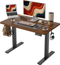 TIQLAB Height Adjustable Electric Standing Desk, 40 x 24 inch, Sit Stand Up Desk, Splice Board, Computer Home Office Desk, Black Walnut Top