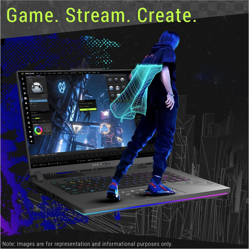 ASUS ROG Strix G16 Gaming Laptop, AMD Ryzen 9-9955HX, 32 GB DDR5 RAM, 1 TB PCIe SSD, 16' 2.5K (2560x1600) Display, Nvidia G-Force RTX 5070Ti, Backlit Chiclet Keyboard RGB, W11 Pro, Eclipse Gray