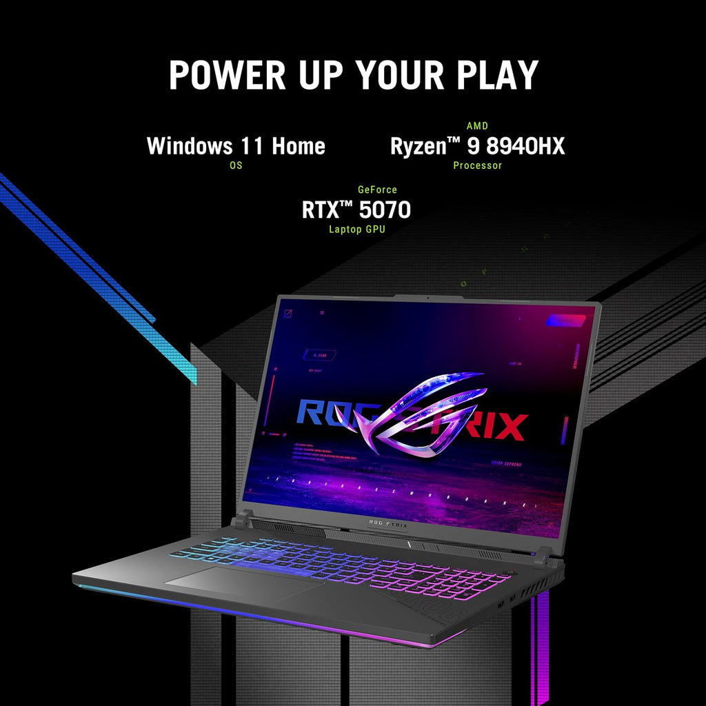 ASUS ROG Strix G18 Latest 2026 AI Gaming Laptop Copilot + PC 18' 2.5K Nebula 240Hz Display (Ryzen 9 8940HX, GeForce RTX 5070 8GB, 32GB DDR5, 2TB SSD, RGB KB, WiFi 6E, BT 5.4, Win 11 Pro) w/DKZ Hub