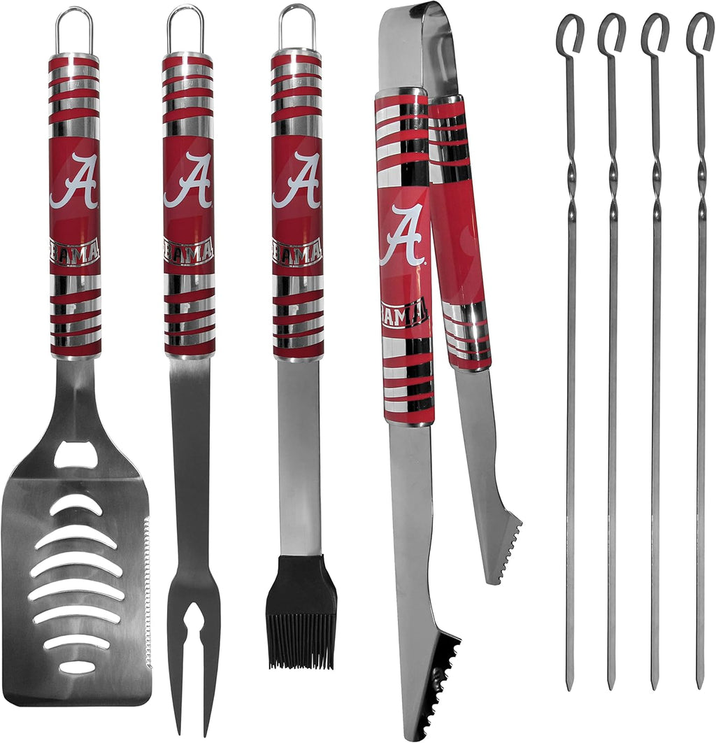 NCAA Siskiyou Sports Fan Shop Alabama Crimson Tide Steel Tailgater BBQ Set w/Case 8 piece Gray