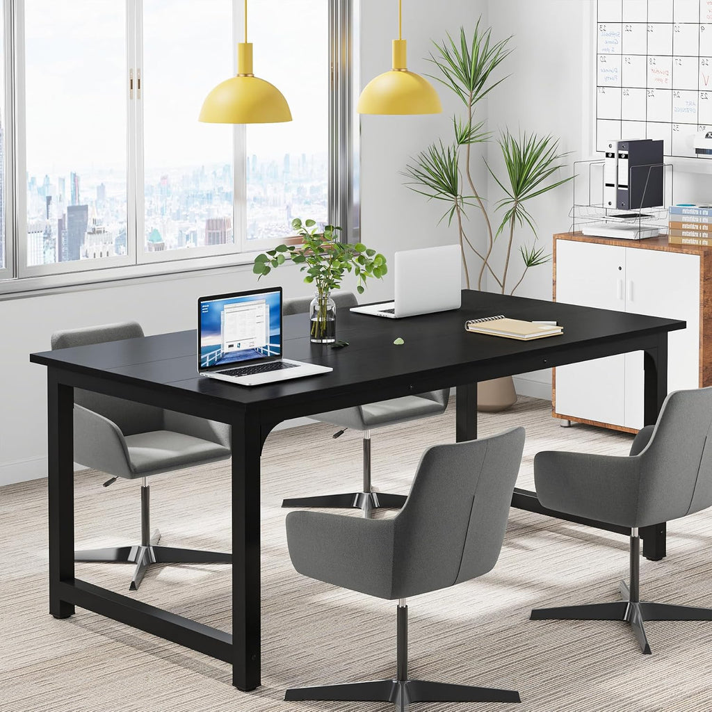 Tribesigns Modern Computer Desk, 63 x 31.5 inch Large Office Desk Computer Table Study Writing Desk Workstation for Home Office, Black