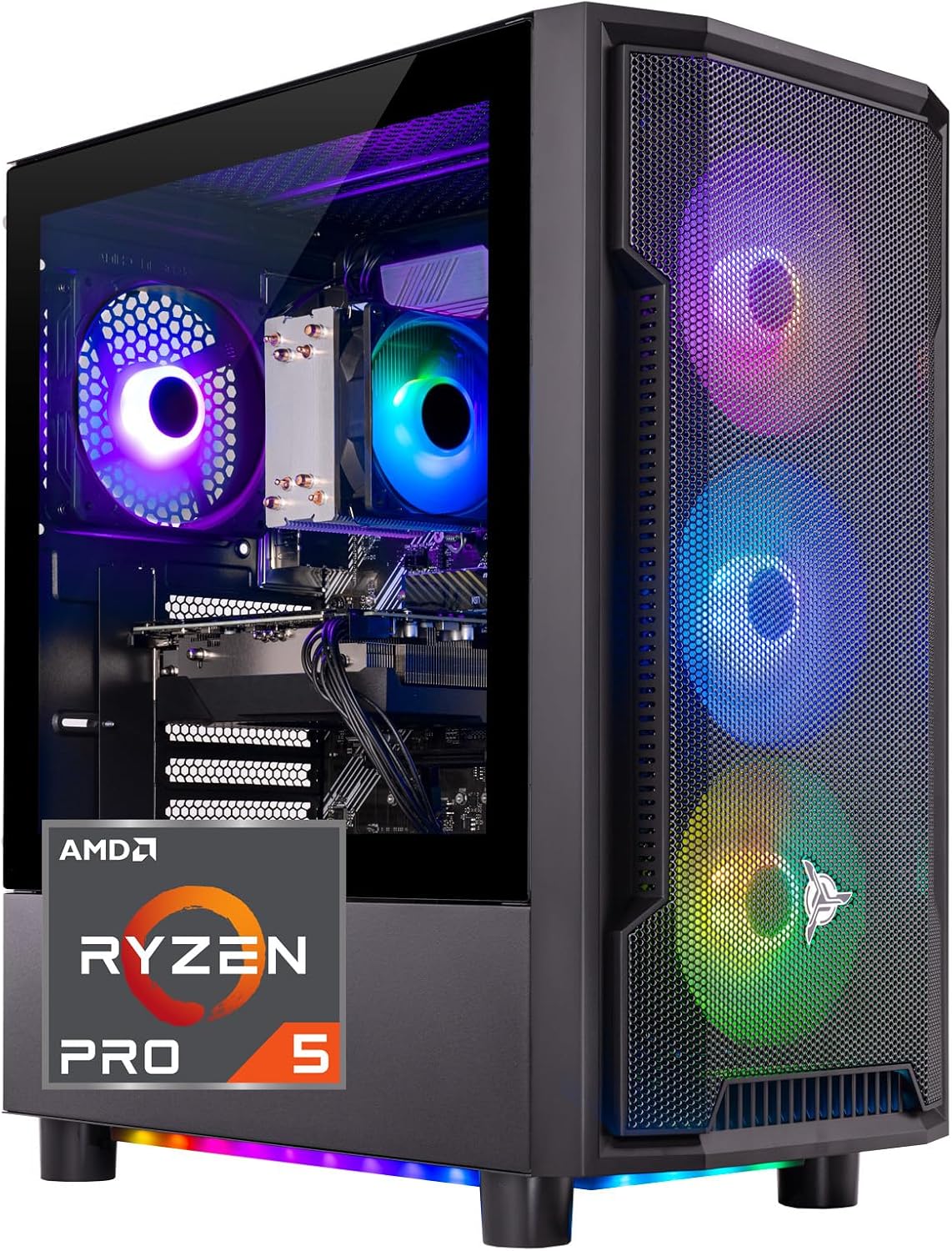 Skytech Gaming Shadow Desktop PC, Ryzen 5 5600 3.5 Ghz (4.4GHz), AMD RX 6600 8GB, 1TB NVMe SSD, 16GB DDR4 RAM 3200, 650W Gold PSU, Wi-Fi, Win 11