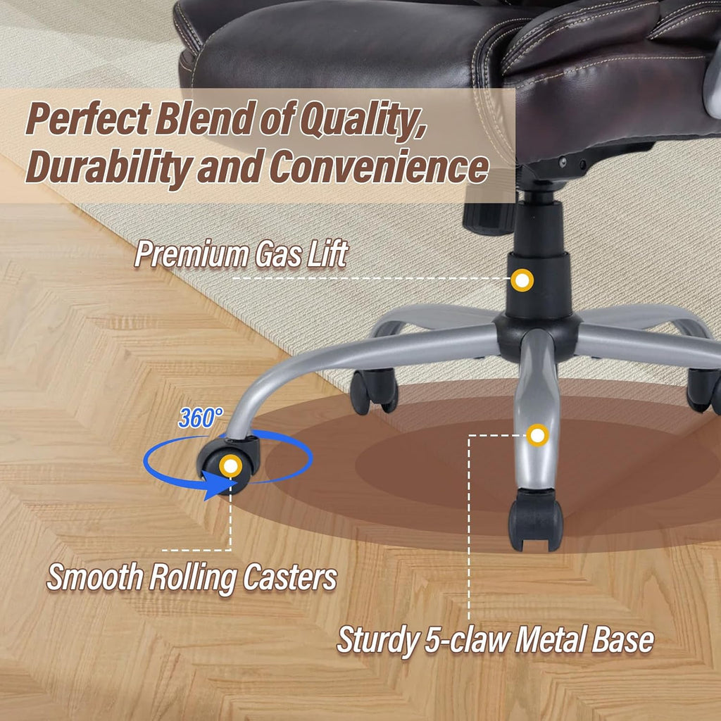 Giantex Executive Office Chair, Leather Ergonomic Computer Desk Chair w/Rocking Function, Padded Seat & Arms, Height Adjustable Gaming Chairs, High Back Rolling Swivel Chair for Home Office (Espresso)