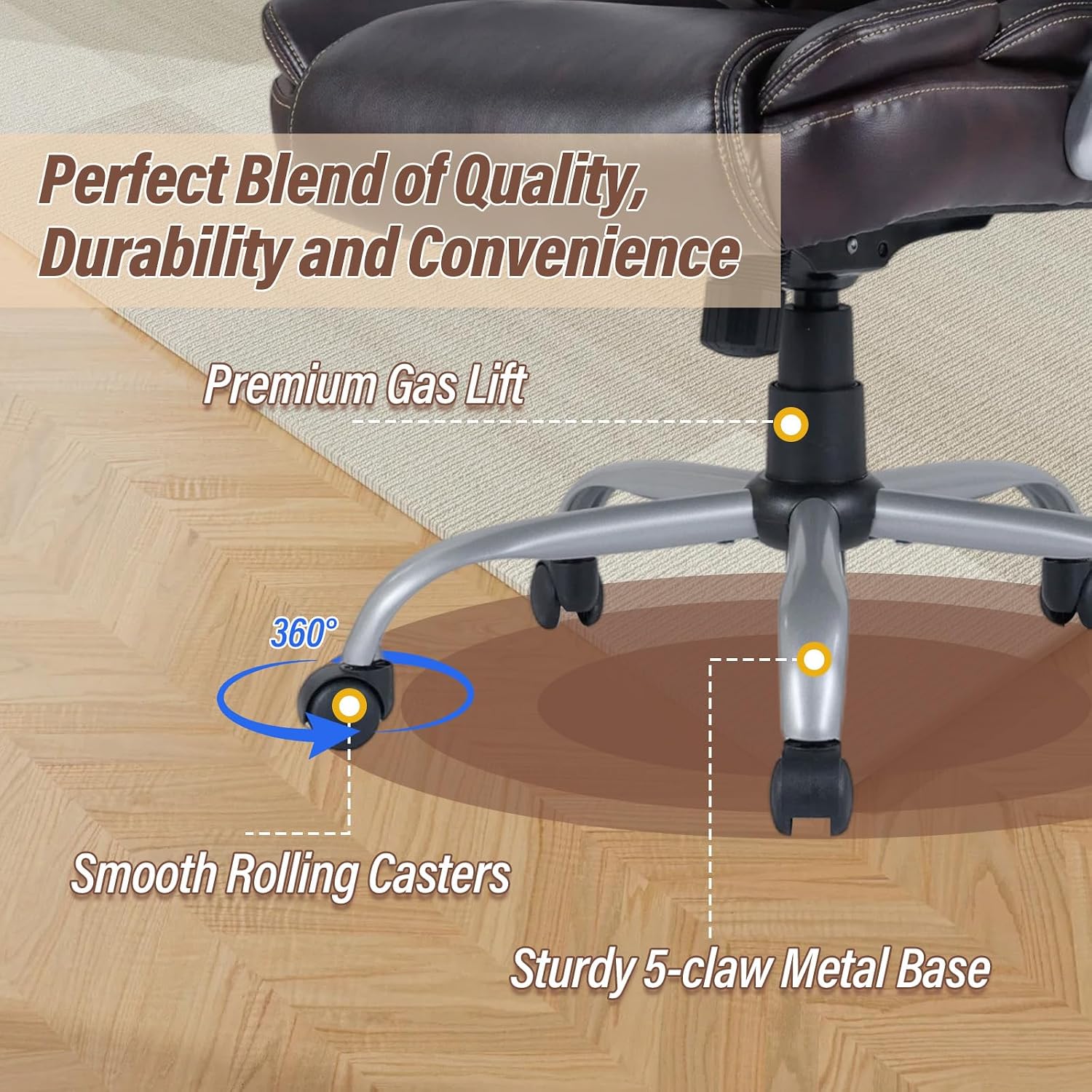 Giantex Executive Office Chair, Leather Ergonomic Computer Desk Chair w/Rocking Function, Padded Seat & Arms, Height Adjustable Gaming Chairs, High Back Rolling Swivel Chair for Home Office (Espresso)