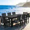 Ayge 9-Piece Outdoor Dining Set – HDPE Patio Furniture for 8 with 2' Hole Cut-Out Table & 8 Chairs, Perfect for Pool, Patio, Garden, Black