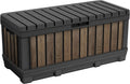 Keter Signature Collection 92 Gallon Resin Deck Box Organization and Storage Box for Patio Outdoor Cushions, Throw Pillows, Garden Tools and Pool Supplies, Walnut
