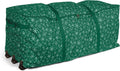 Covermates Keepsakes Christmas Tree Rolling Cinch Bag – Heavy-Duty Polyester Holiday Storage with Wheels, Reinforced Handles & Cinch Straps – Durable Christmas Tree Storage Solution, Green Snowflake