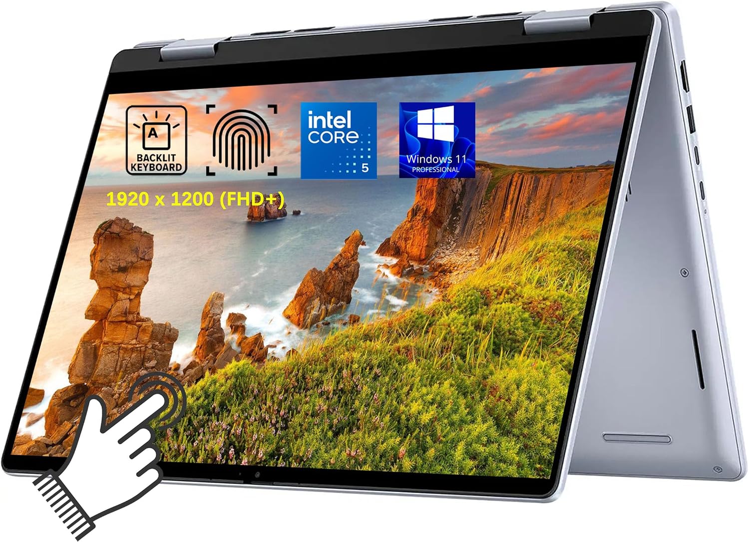 Dell Inspiron 14 7740 Laptop, 2 in 1 14' FHD+ Touchscreen Business Laptops, Intel Core 5 (> i7-1355U), 16GB DDR5 RAM, 512GB PCIe SSD, Backlit Keyboard, Fingerprint, 10Hr Battery Life, Windows 11 Pro