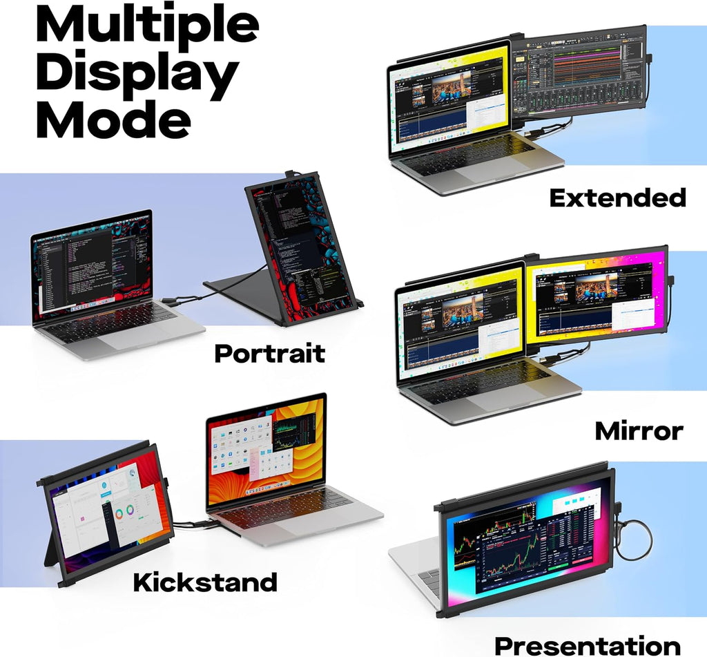 Duex Plus DS 2026 Mobile Pixels 13.3' Full HD IPS 1080P Portable Monitor, Laptop Screen Extender, Type-C/HDMI Plug and Play, Support Windows/Mac/Android/Switch Compatible