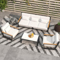 Aluminum Patio Furniture Set, Modern Metal Outdoor Conversation Sectional Sofa with Washable Thick Cushions, Coffee Table and Waterproof Cover (Grey, DWL-5Seat)