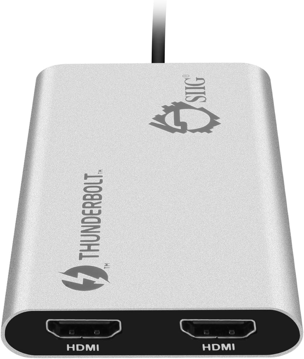 SIIG Thunderbolt 3 to Dual HDMI 2.0 Port Display Adapter at 4K 60Hz - Intel Thunderbolt 3 Certified - Windows/MacBook Pro/Chromebook/XPS/Surface Book - Supports Two 4K 60Hz Monitors Simultaneously