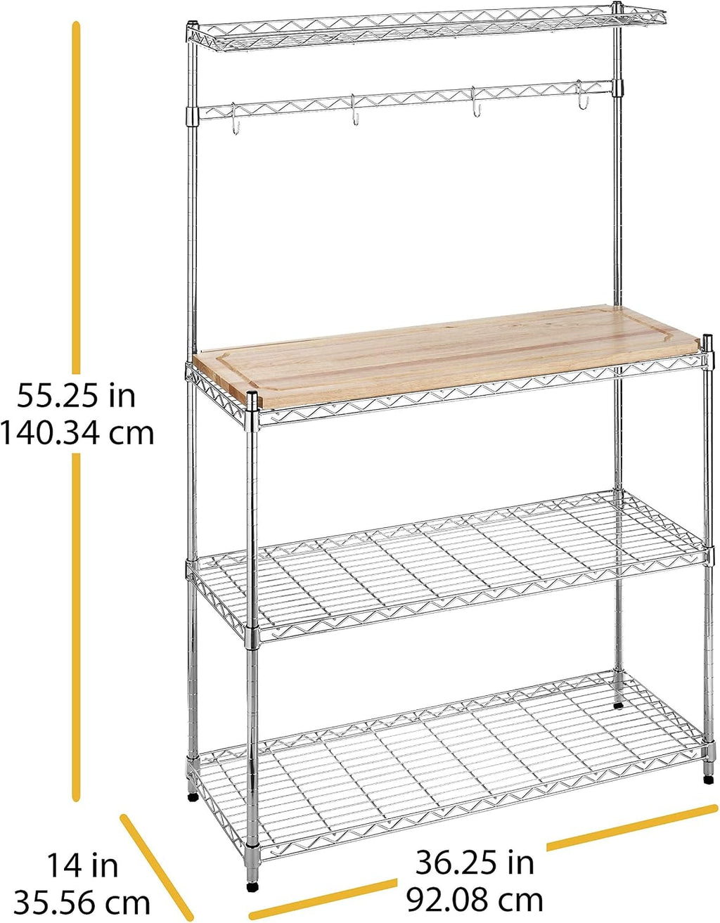 Whitmor Supreme Baker's Rack with Food Safe Removable Wood Cutting Board - Chrome