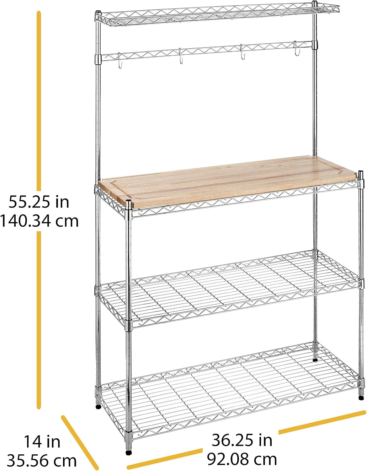 Whitmor Supreme Baker's Rack with Food Safe Removable Wood Cutting Board - Chrome