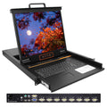 1U Rack Mount KVM Console Built-in 8 Port VGA KVM Switch, 19' Rackmount Monitor Keyboard Touchpad, OSD/Hotkey/Button Switch,1280X1024@60Hz 5:4 Ratio, Incl. Cables,Compatible with Windows,Linux,Mac,Sun
