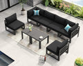 NICESOUL 8 Piece Modern Aluminum Patio Furniture Set Deep Seated, Extra Wide Modular Outdoor Sectional for 6 People, 500 lbs Heavy Duty L-Shaped Oversized Sofa Couch for Outside Backyard, Ember Black