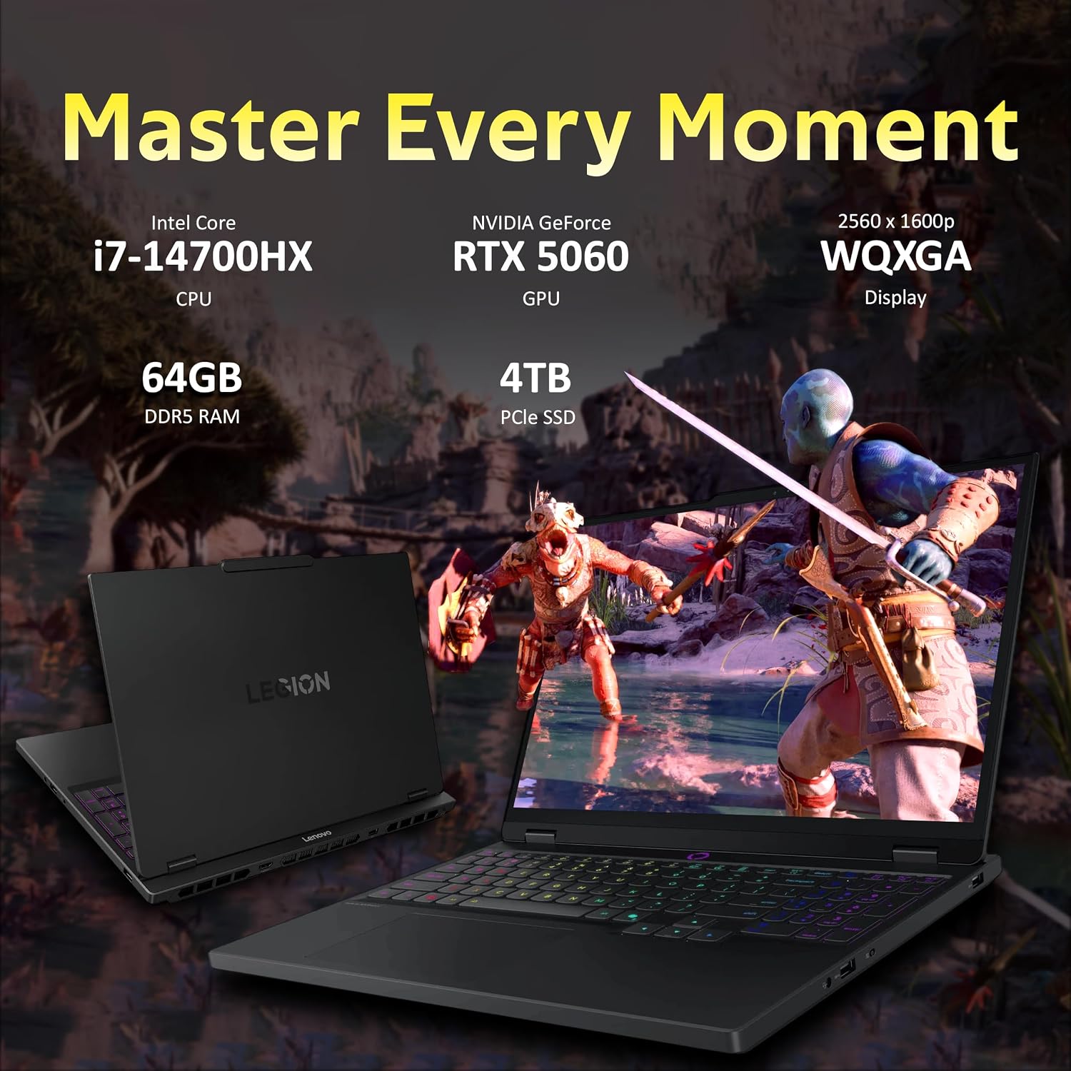 Lenovo Legion 5 15.1' WQXGA 165Hz Gaming Laptop, Intel i7-14700HX, 64GB DDR5, 4TB PCIe SSD, GeForce RTX 5060, RGB Backlit Keyboard, 5.0MP Camera, Wi-Fi 7, Windows 11 Pro, Gray, 1TB Docking Station Set