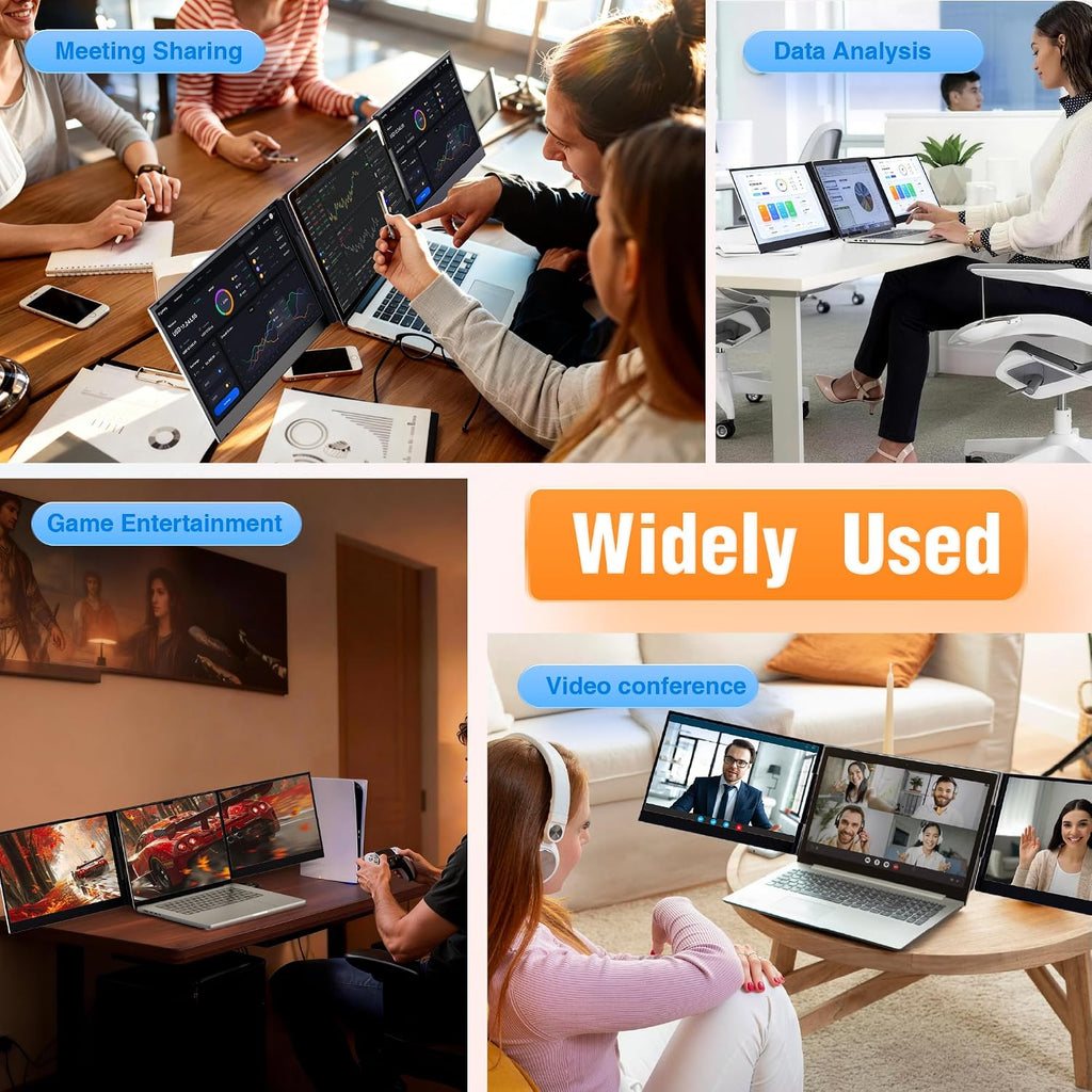 Laptop Screen Extender 15.6' Ultra-Thin, 1080P FHD IPS Dual/Triple Portable Monitor for Laptop, USB-C/HDMI Plug&Play, Fits 17.3' Max Laptops,Travel Screens for Windows/Mac/Chrome/Android/Switch