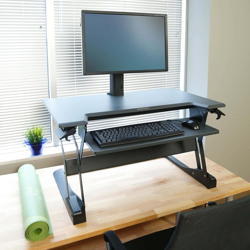 Ergotron – WorkFit-TL Standing Desk Converter and WorkFit Single Monitor Kit HD, Sit Stand Desk Riser for Tabletops – for Monitors Up to 30 inches, 16 to 28 lbs – Black