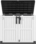DWVO 36 cu ft Tool Storage Shed, Storage for Bakcyard, Patio, and Garden, Resin Plastic Shed with Sloped Lid, Lockable Door, and Wood Grain Finish, Light Gray