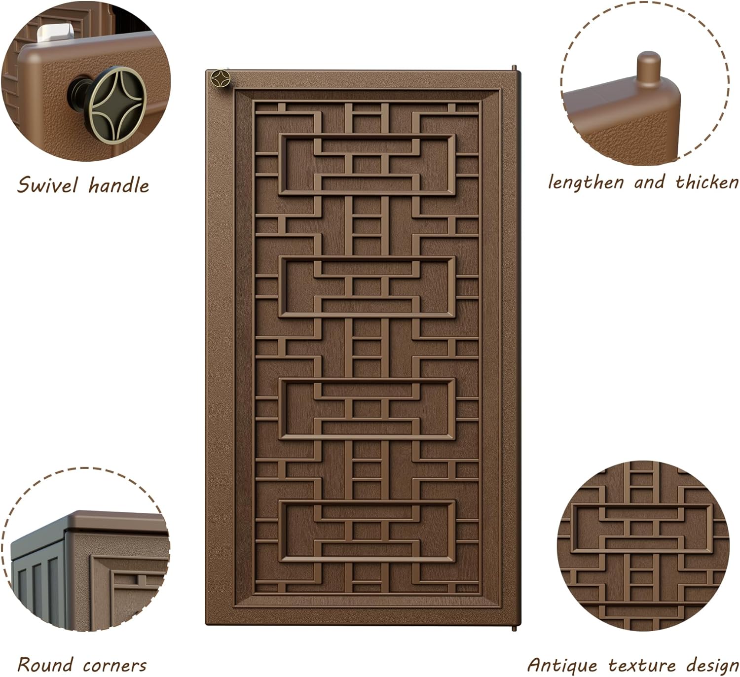 Mrosaa Indoor Outdoor Storage Cabinet Waterproof with 1 Shelf, Plastic Outdoor Storage Cabinets for Patio/Garden/Backyard, Size 34.3''L*15''W*36.2''H(Brown)