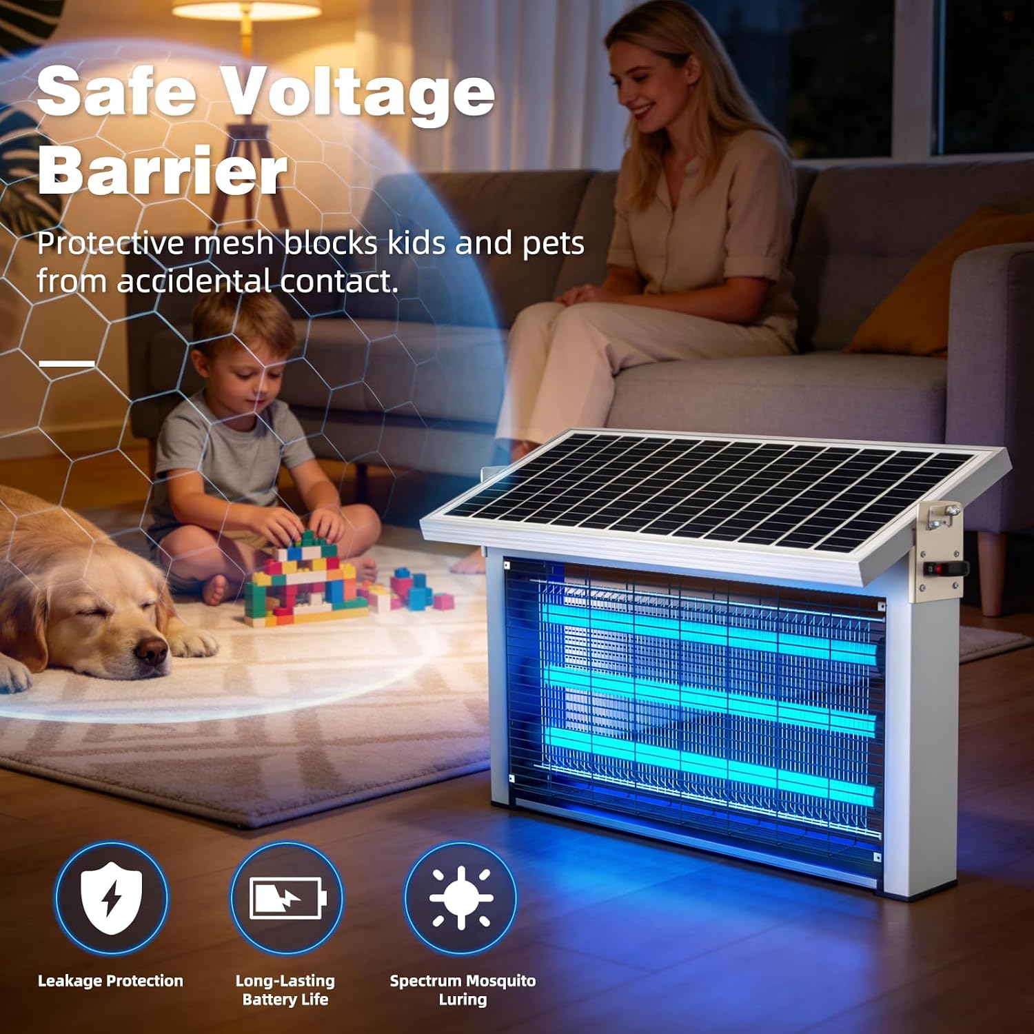 Powerful Large Solar Bug Zapper Outdoor for 1/2 Acre, Poartable Rechargeable Mosquito Zapper with High Powered, Cordless Solar Fly Zapper for Patio Garden Backyard Farm Pest Control