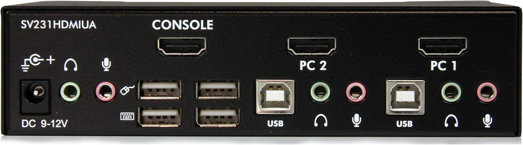 StarTech.com 2 Port USB HDMI KVM Switch with Audio and USB 2.0 Hub - 1080p (1920 x 1200), Hotkey Support - Dual Port Keyboard Video Monitor Switch , TAA (SV231HDMIUA)