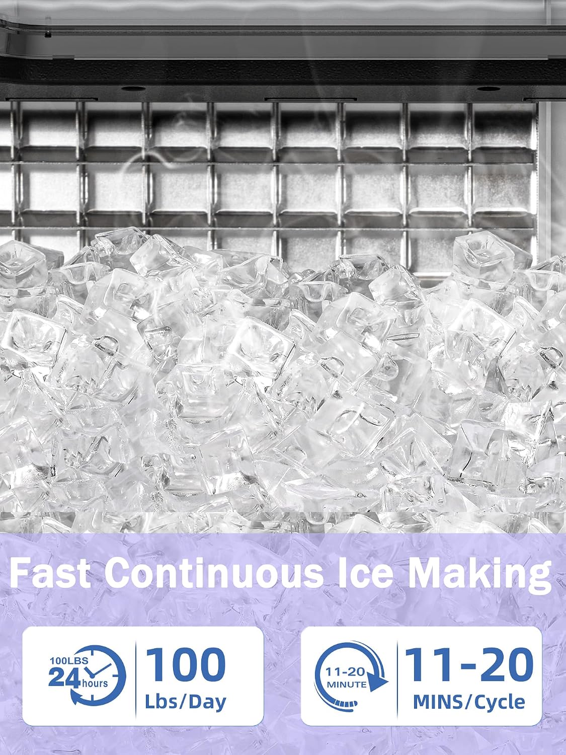COWSAR Commercial Ice Maker Machine 100Lbs/24H, Stainless Steel Undercounter Ice Maker with 33Lbs Storage Capacity, Self-Cleaning Freestanding Ice Machine for Home, Bar, Restaurant, Office, Outdoor