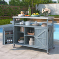 50.25' W Grill Cart with Stainless Steel Tabletop - Outdoor Storage Cabinet for BBQ, Bar Patio Kitchen Island with Ample Storage and Lockable Wheels