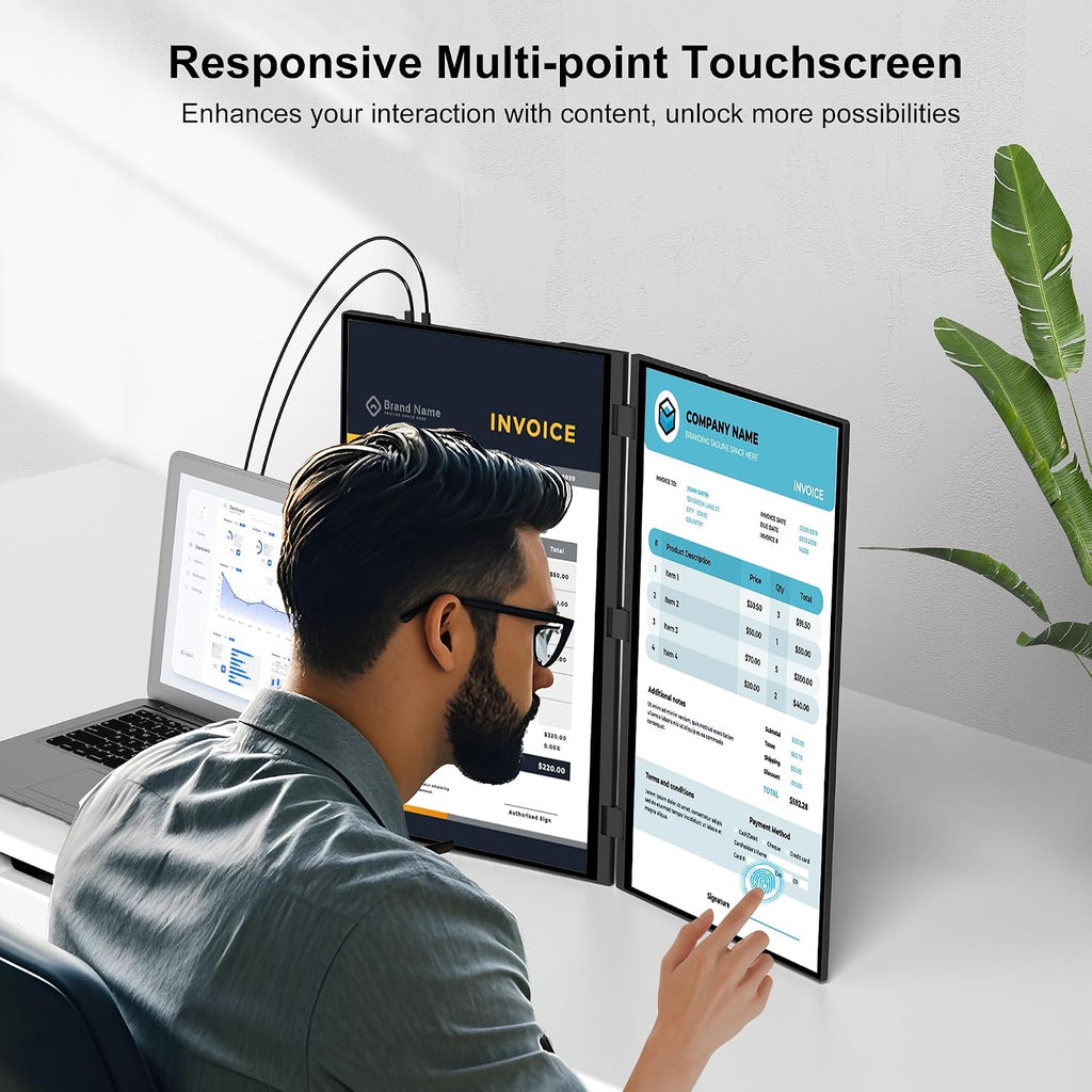 wisecoco 18.5'' 120Hz FHD 1080P Dual Triple Portable Monitor IPS USB-C HDMI HDR Secondary Display Foldable Laptop PC Gaming Monitor 100% sRGB Windows Mac Android Plug&Play Flip S8