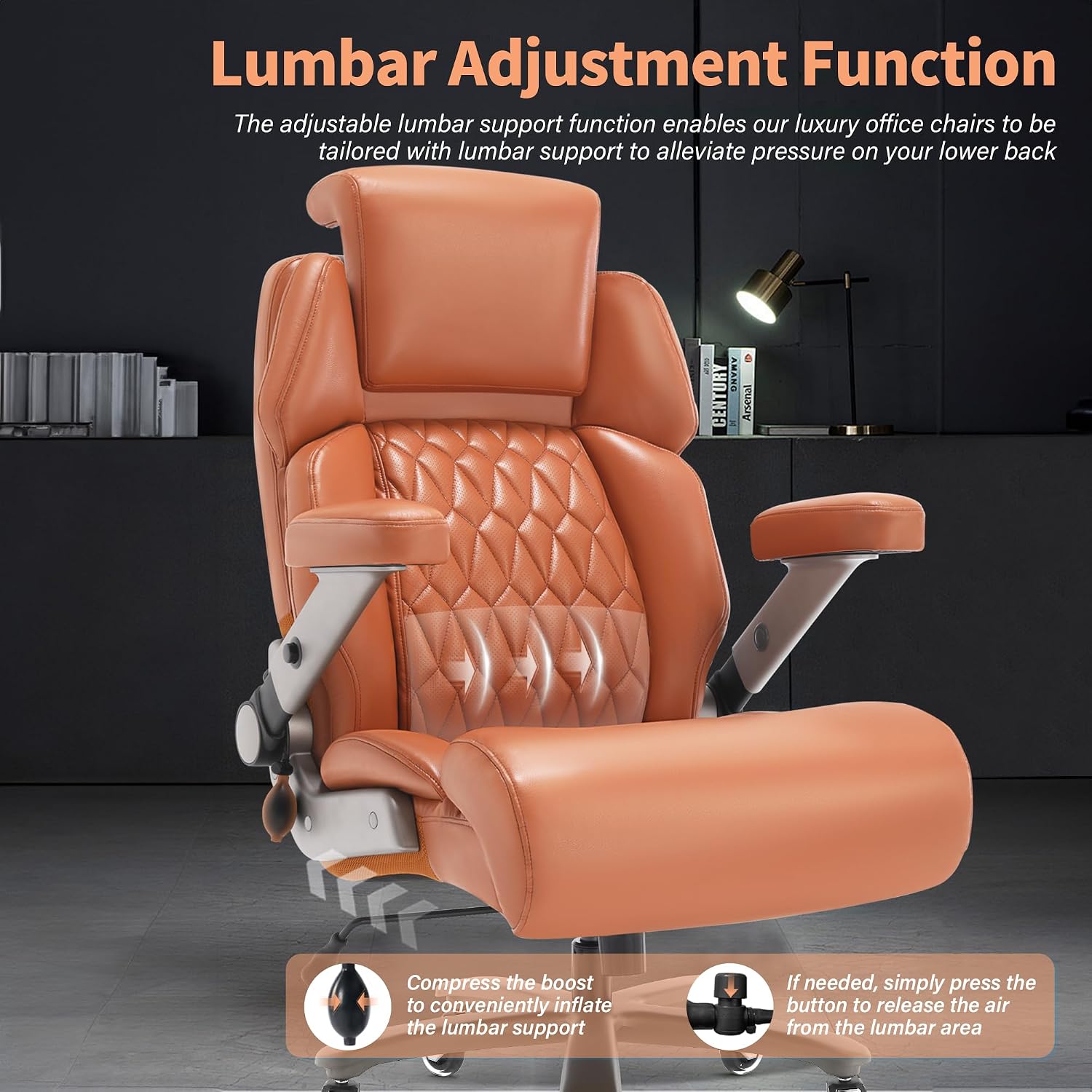 Big and Tall Office Chair 700lbs - Adjustable Headrest&Lumbar Support, 3D Flip Arms, Large Wheels &Heavy Duty Metal Base, Ergonomic High Back Computer Chair Desk Chair, Thick Padded Extra Wide Seat